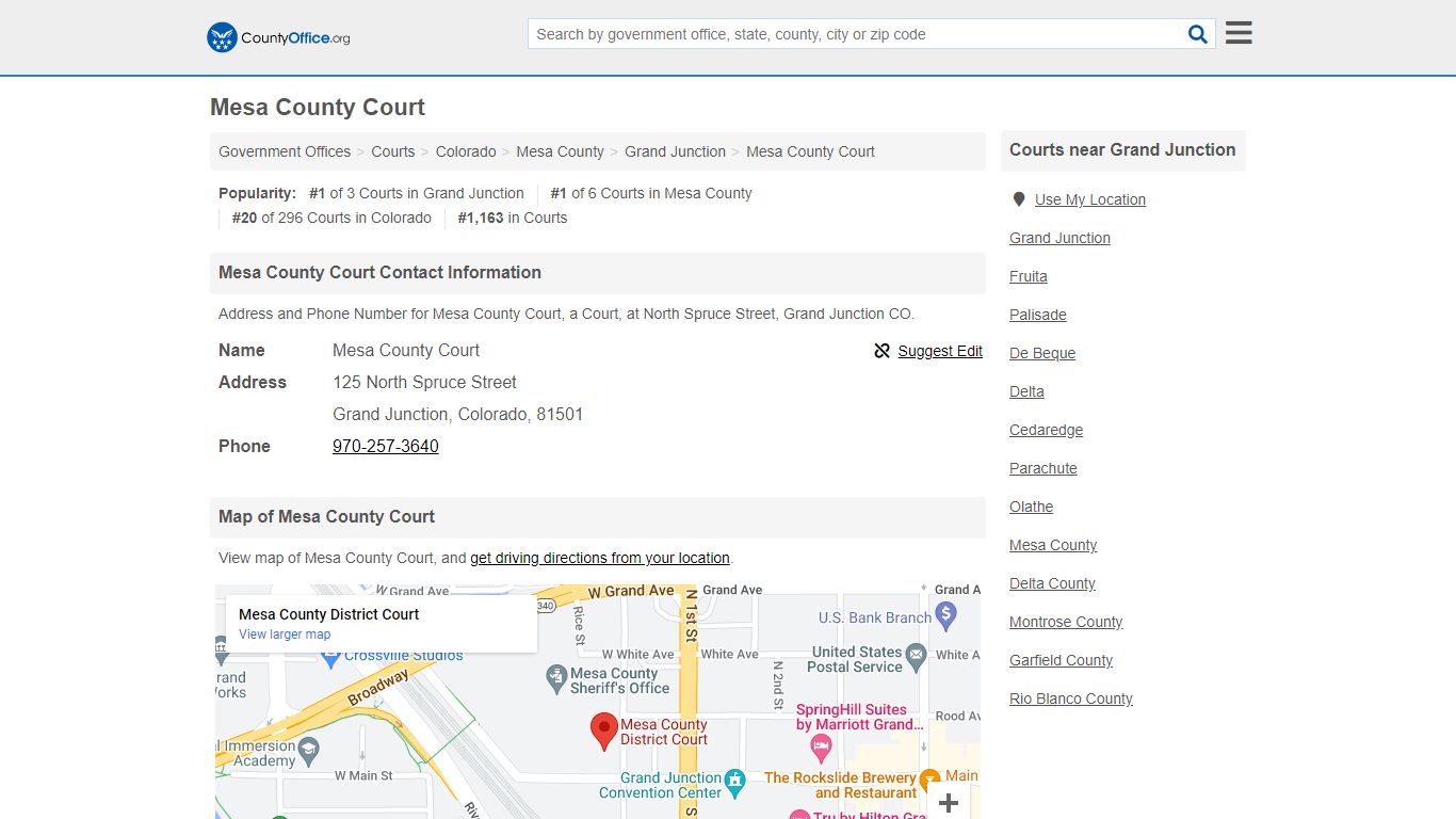 Mesa County Court - Grand Junction, CO (Address and Phone)