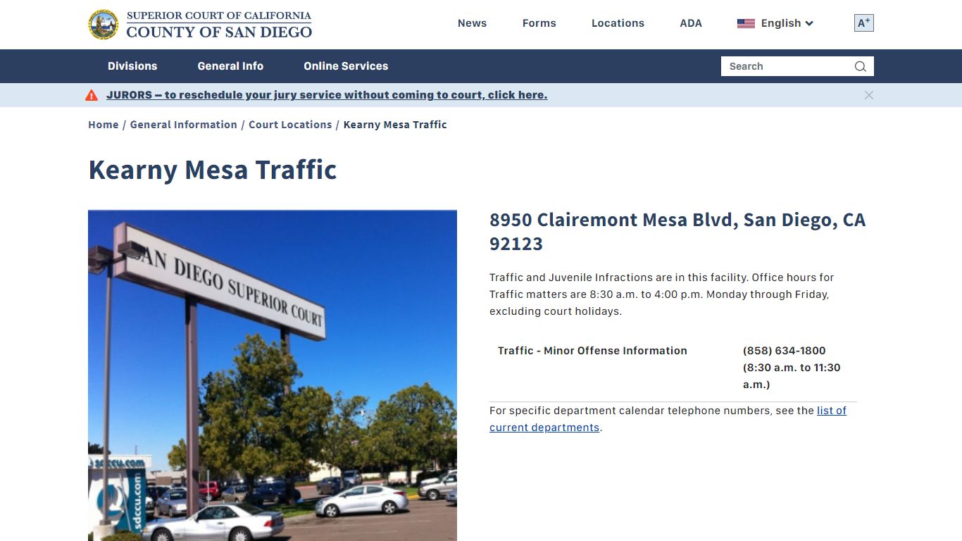 Kearny Mesa Traffic | Superior Court of California - County of San Diego